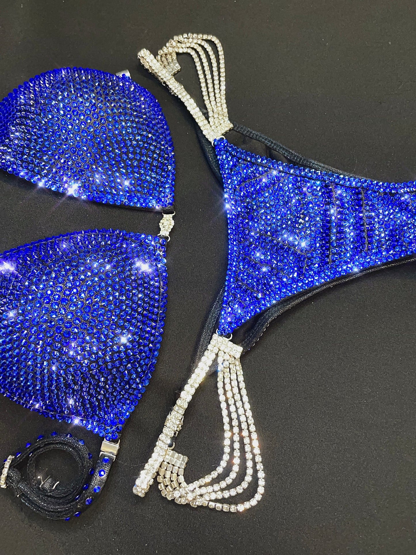 Black fabric Blue sapphire bikini (TN733)