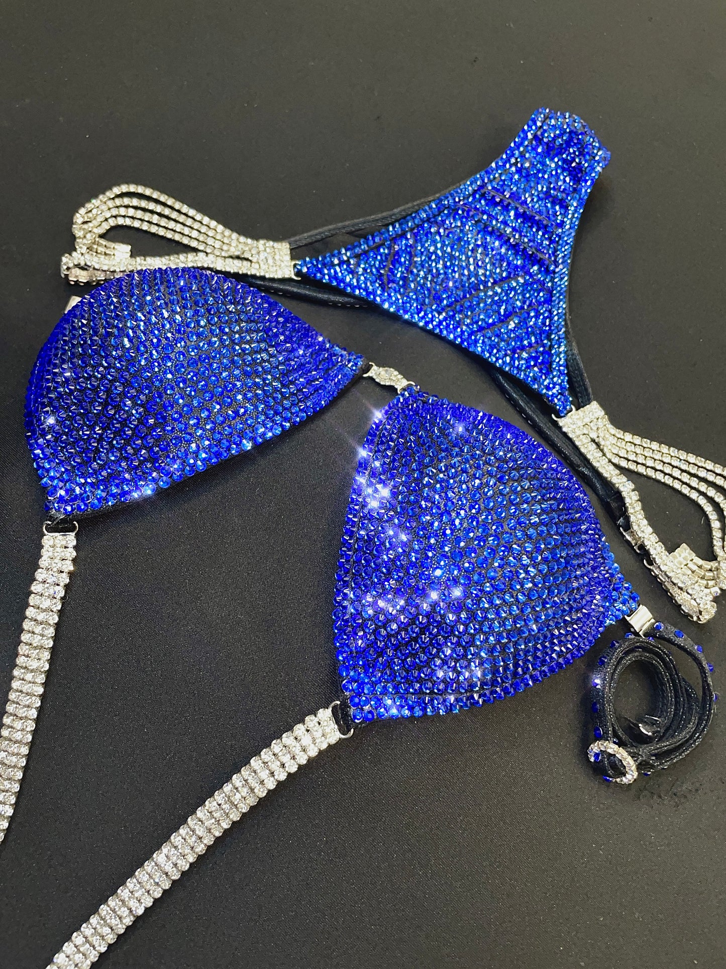 Black fabric Blue sapphire bikini (TN733)