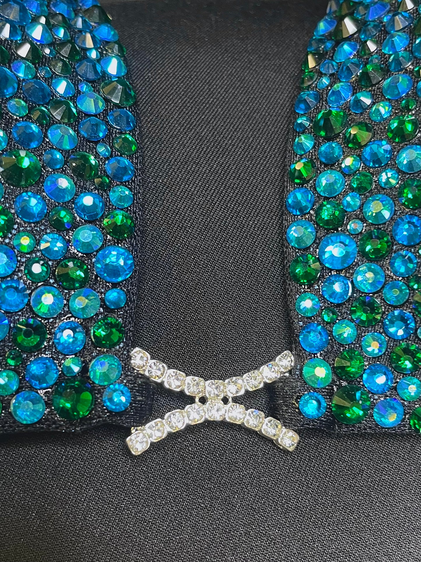 Teal & Emerald black fabric bikini (TN804)