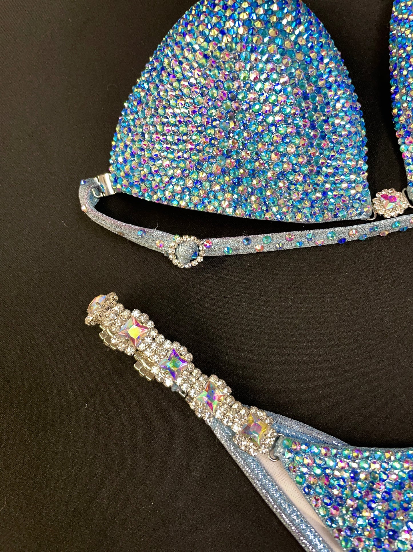 Baby Blue - 2 shades of Blue & AB stones Bikini (TN692)
