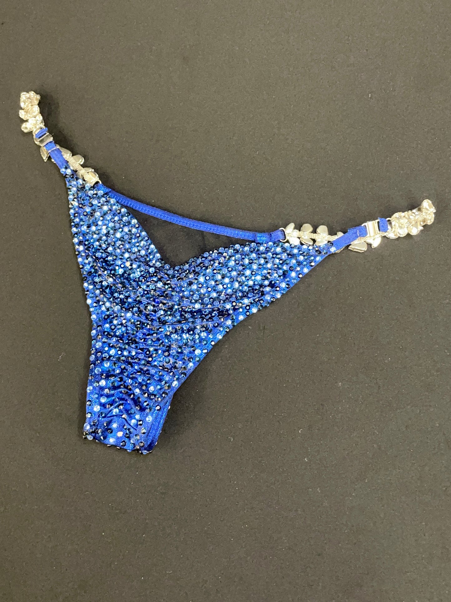 Dark metallic blue fabric with dark blue stones (TN767)