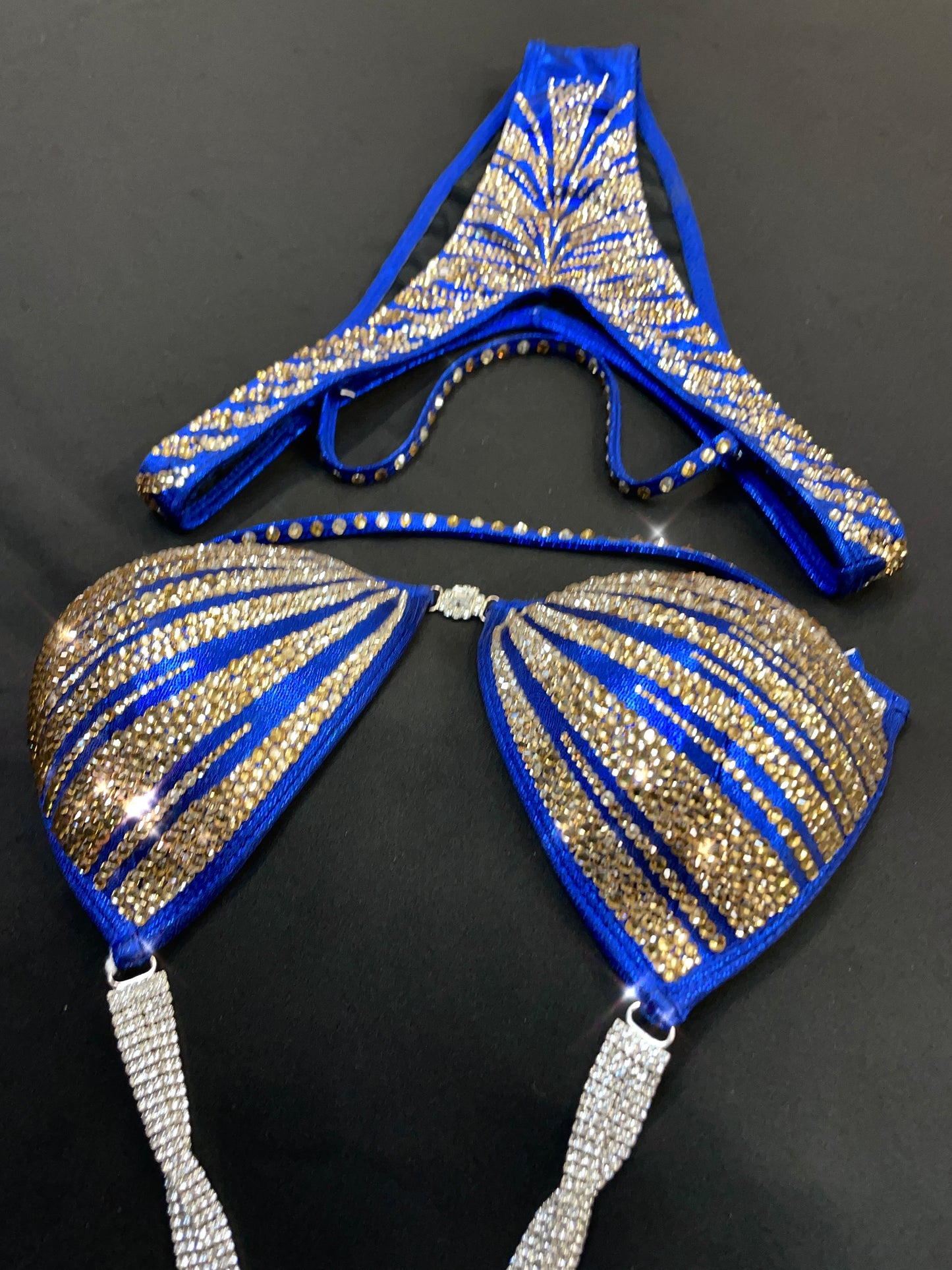 Blue figure suit with Gold stones (TN430)