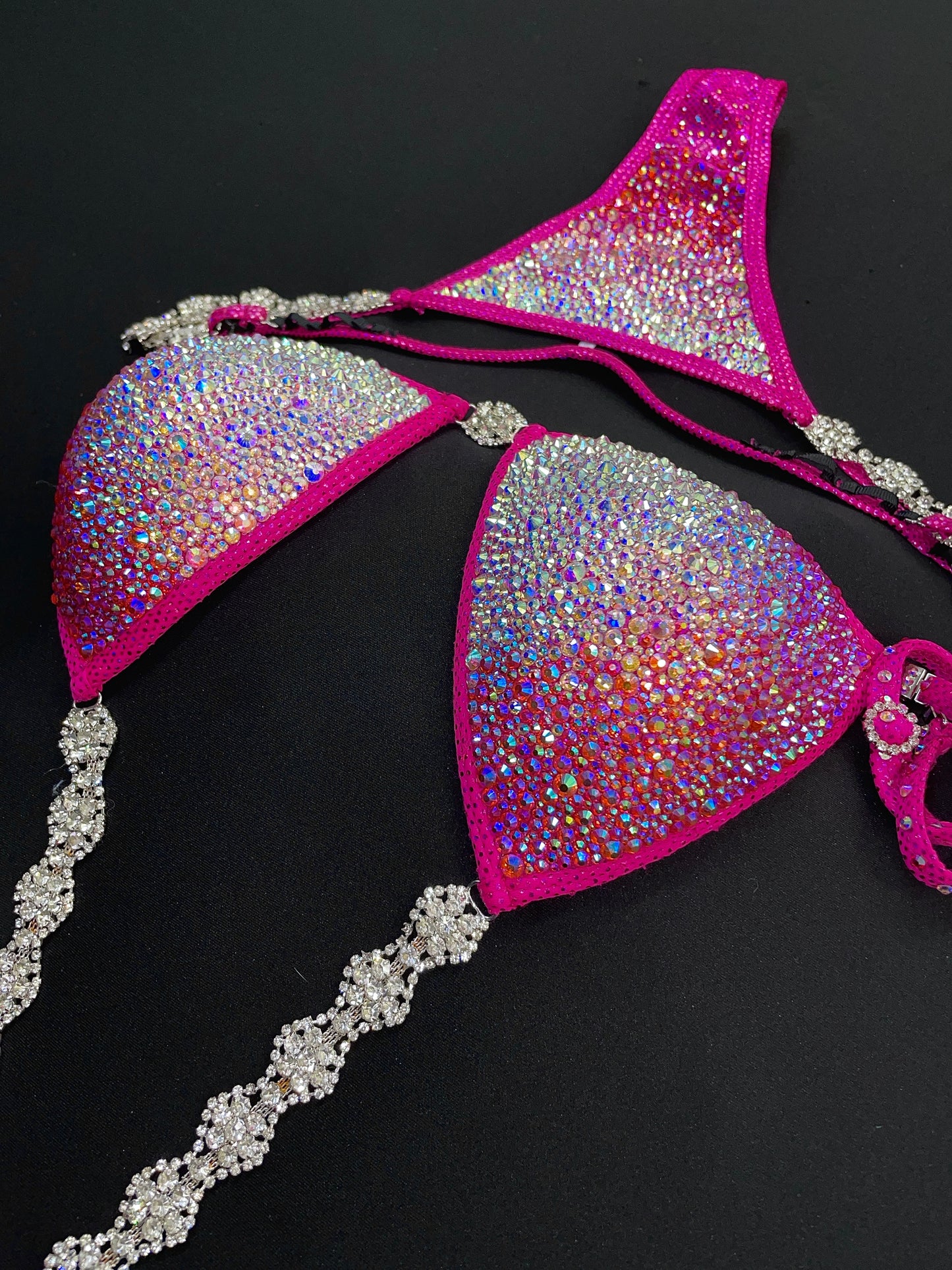 Fuchsia HOT Pink Bikini with MIX of stones (TN196)