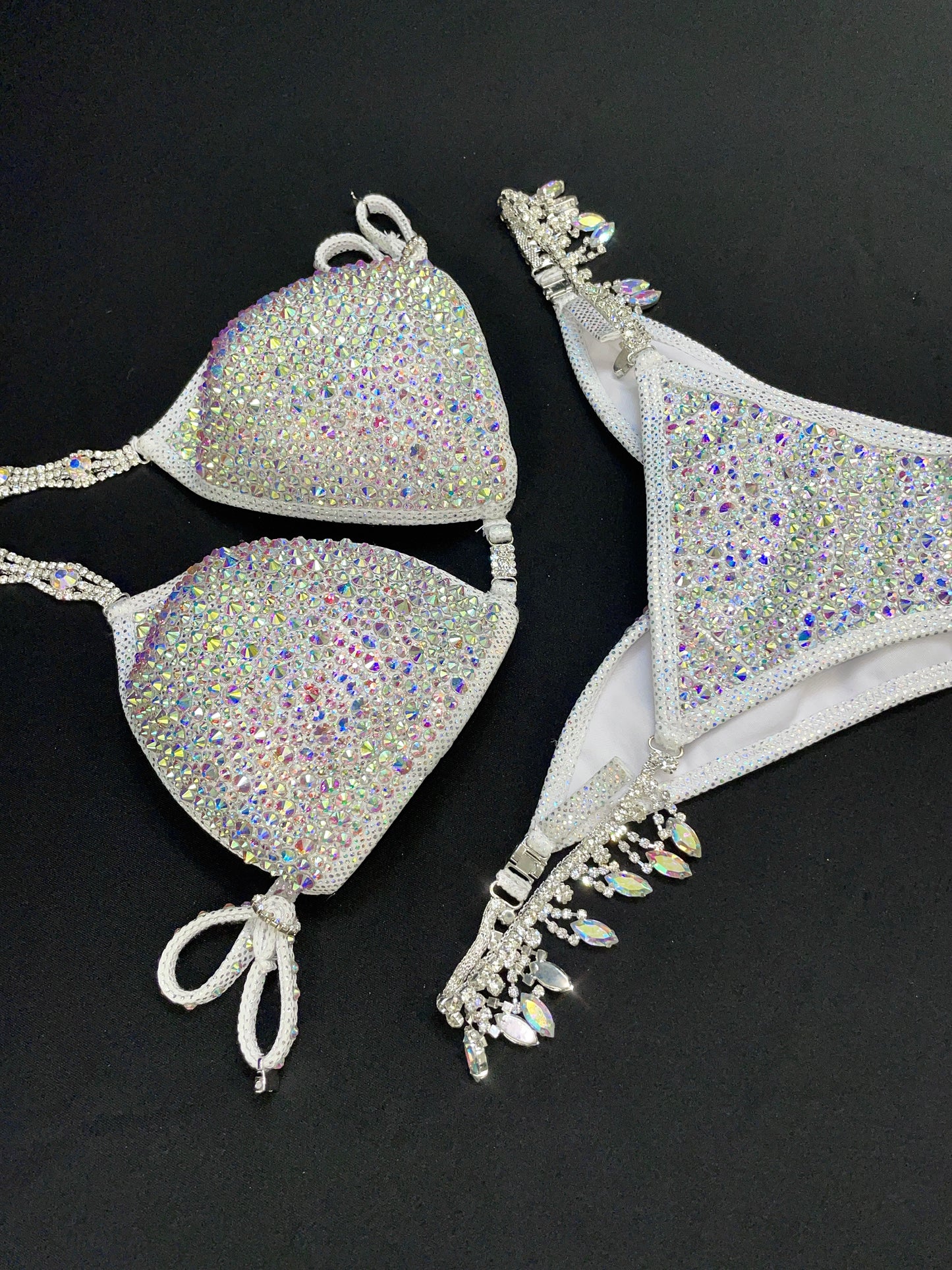 Silver foil fabric AB crystal Bikini (TN723)