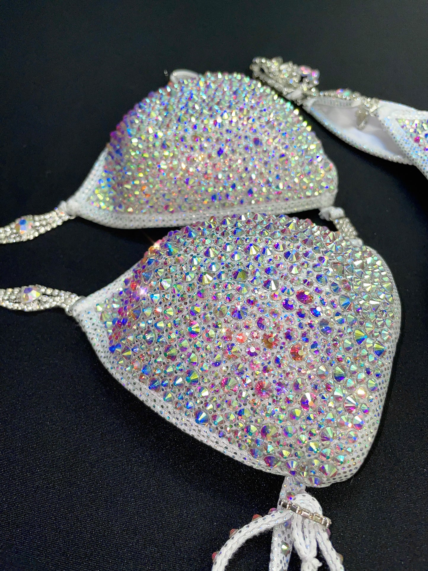 Silver foil fabric AB crystal Bikini (TN723)
