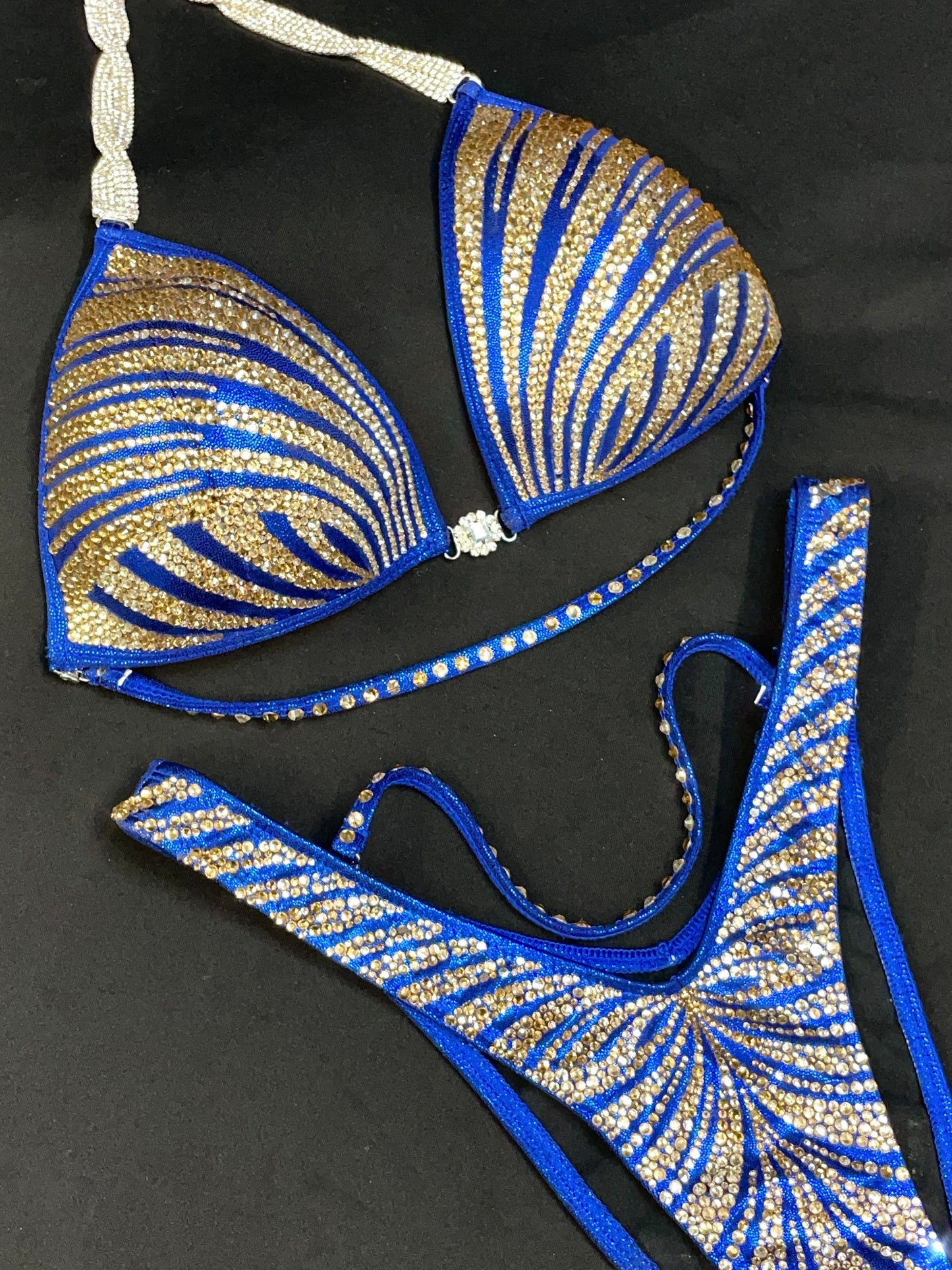 Blue figure suit with Gold stones (TN430)