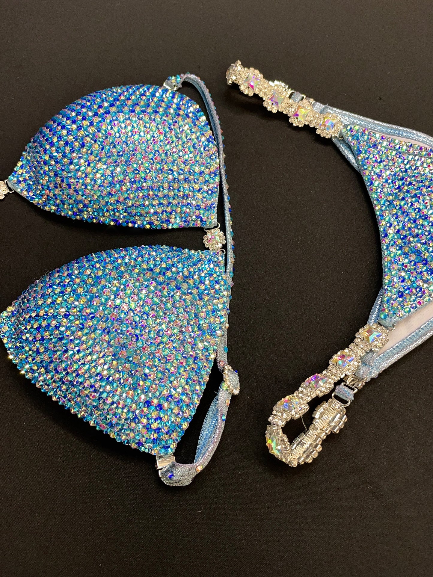 Baby Blue - 2 shades of Blue & AB stones Bikini (TN692)