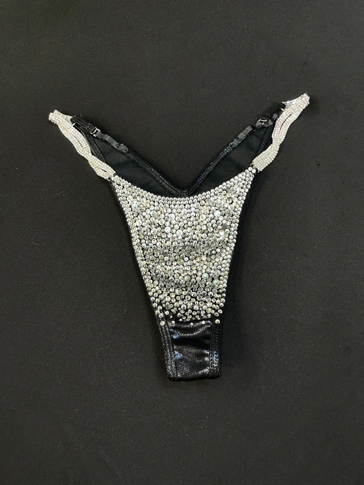 Black Bikini with Clear and Grey crystals (TN440)