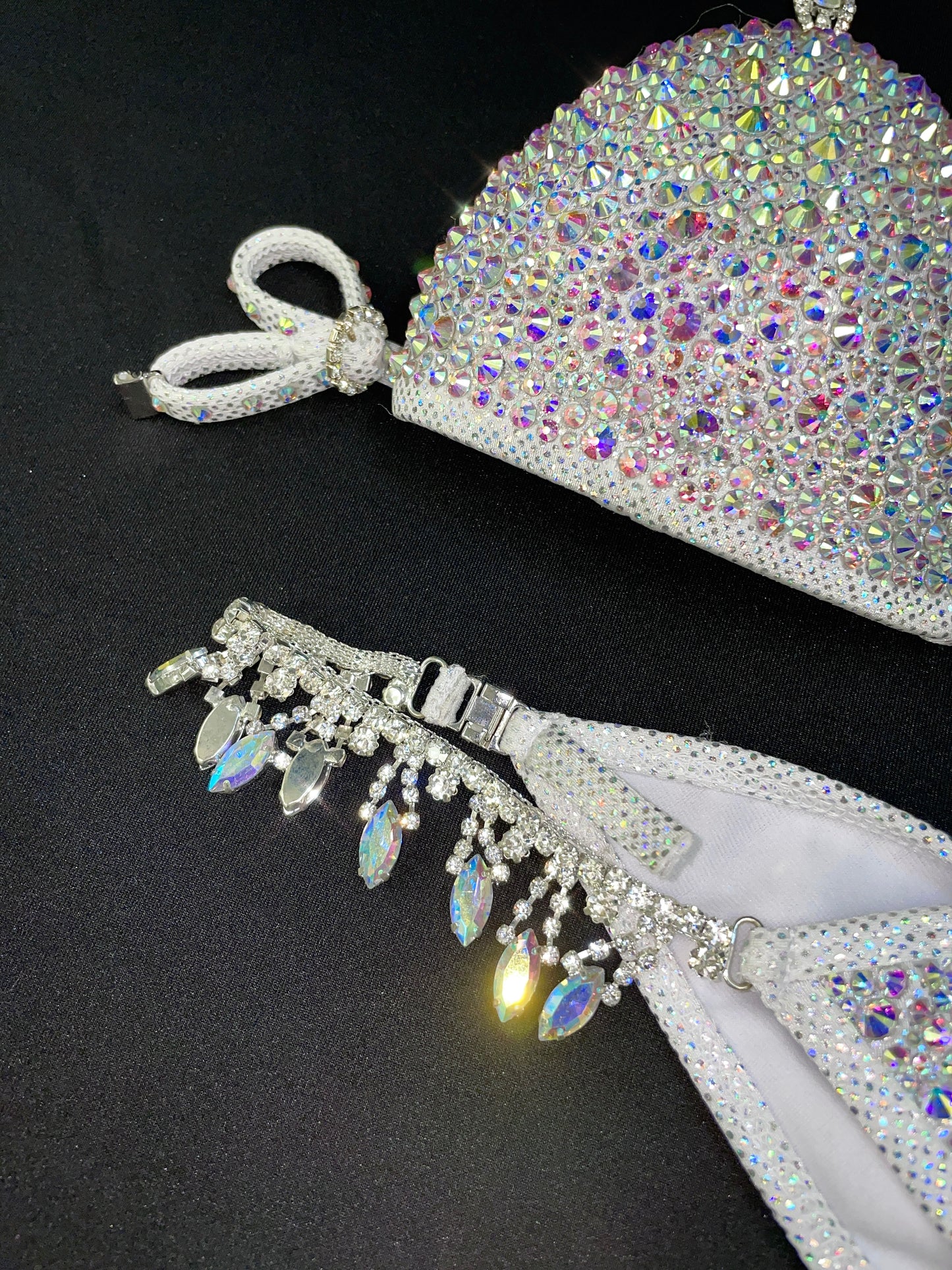 Silver foil fabric AB crystal Bikini (TN723)