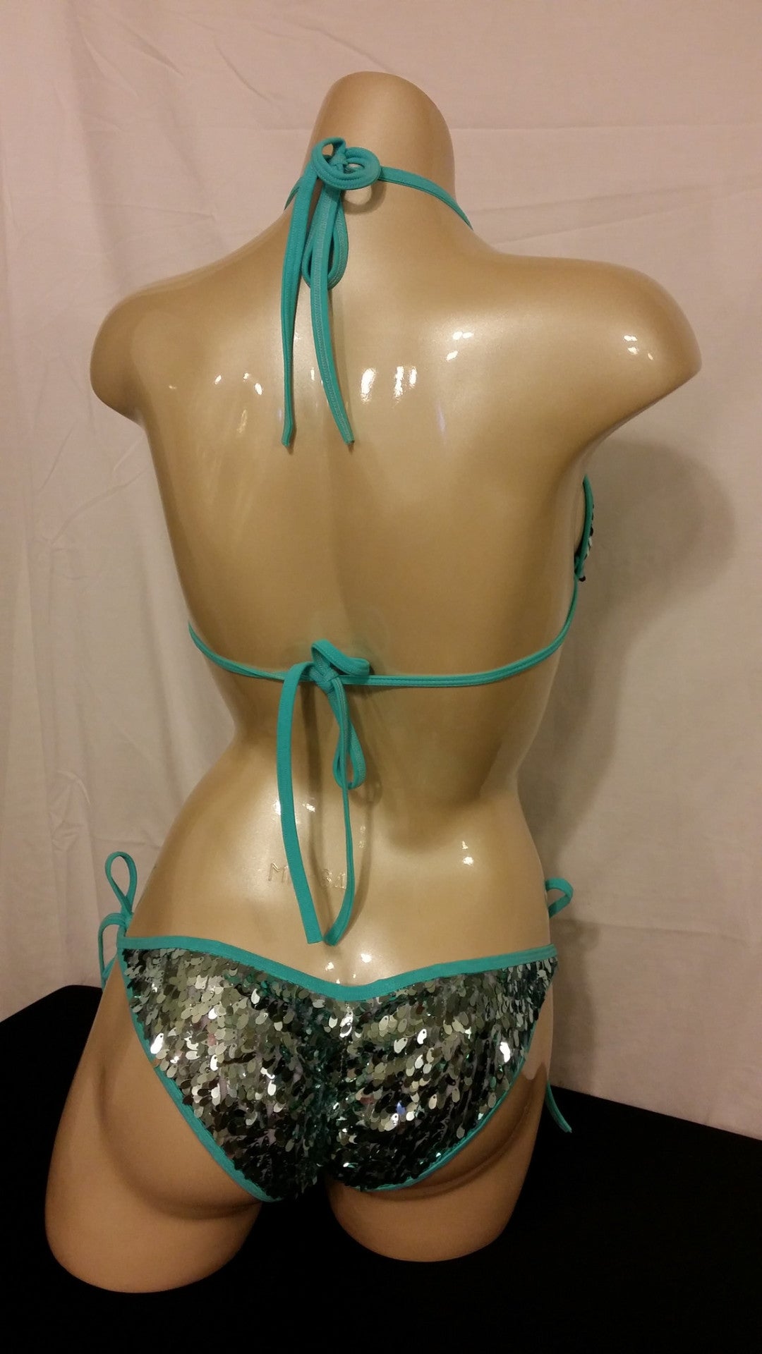 Aqua Teardrop Sequins Strings