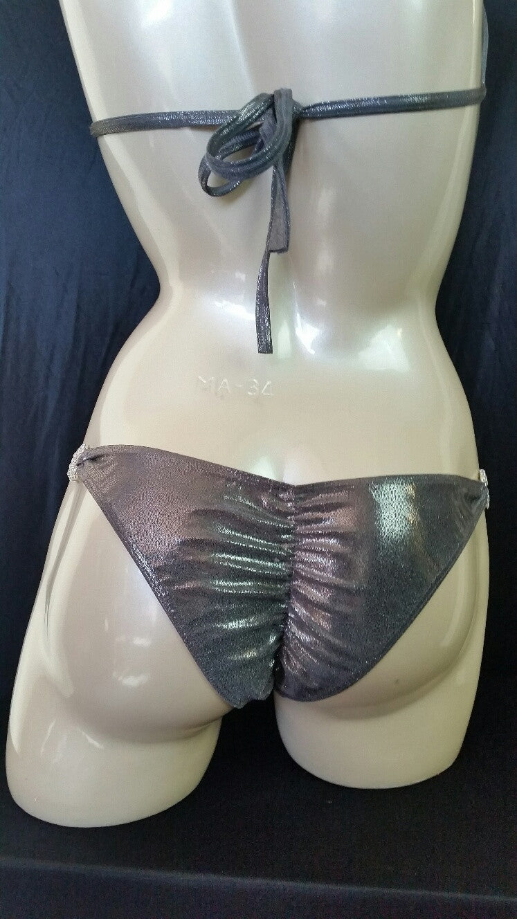 Gray Posing Suit with Rhinestones