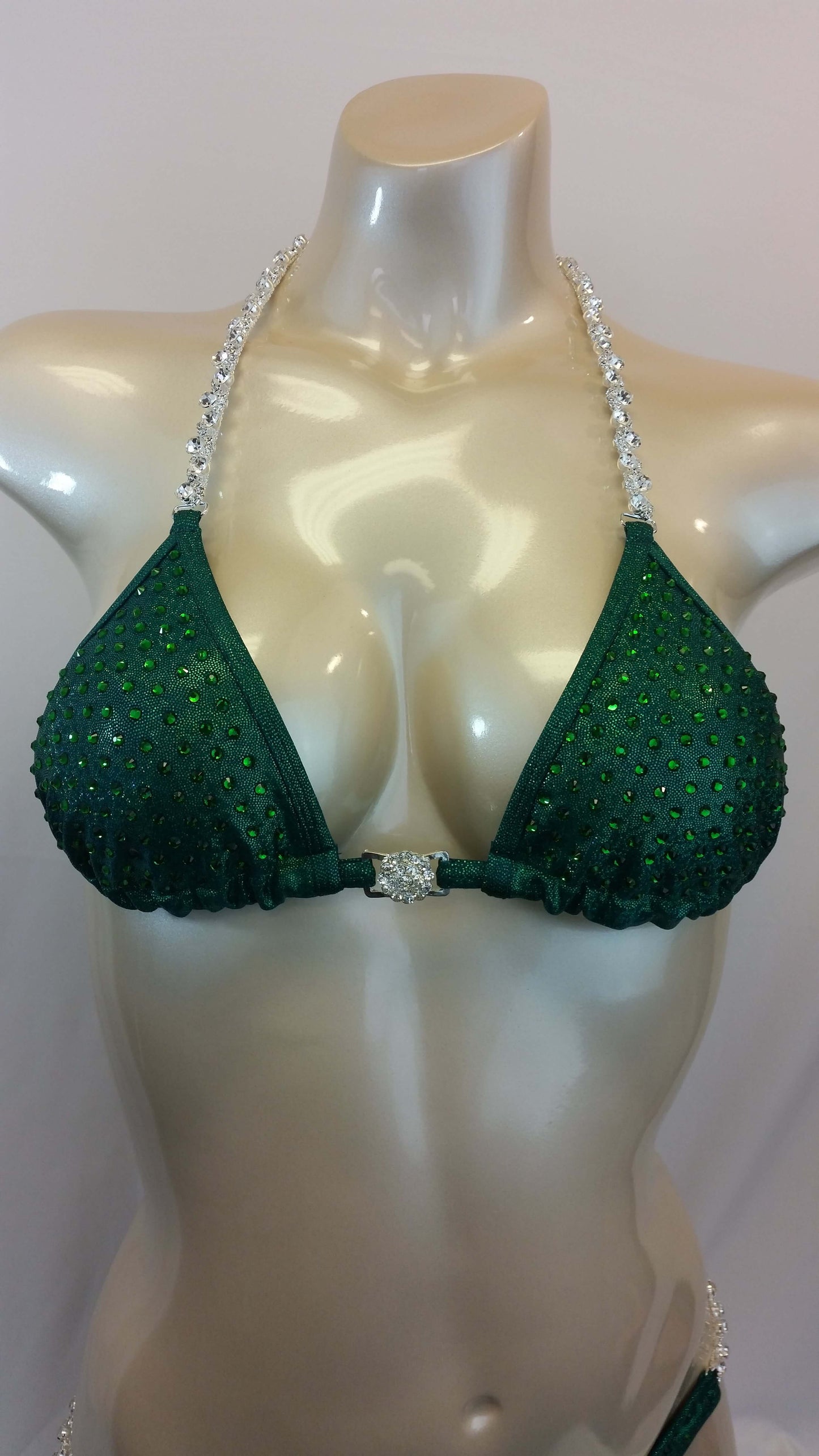 Emerald green Figure suit bikini with Emerald green rhinestones