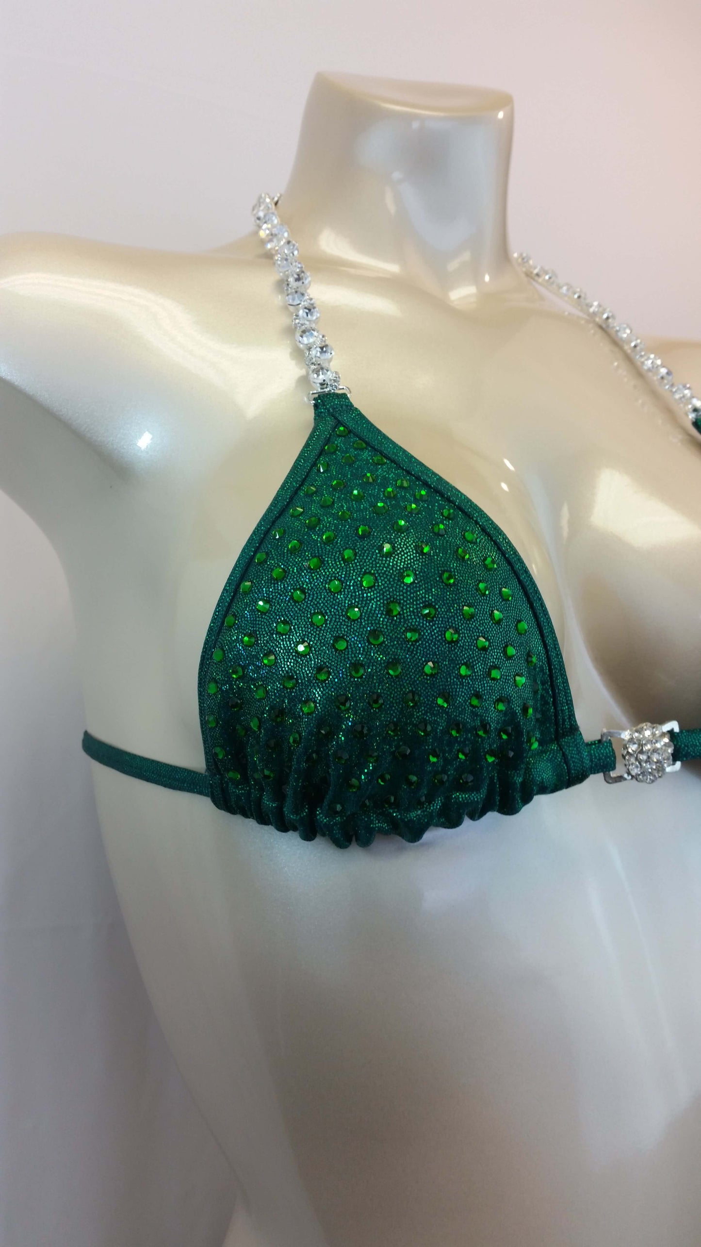 Emerald green Figure suit bikini with Emerald green rhinestones