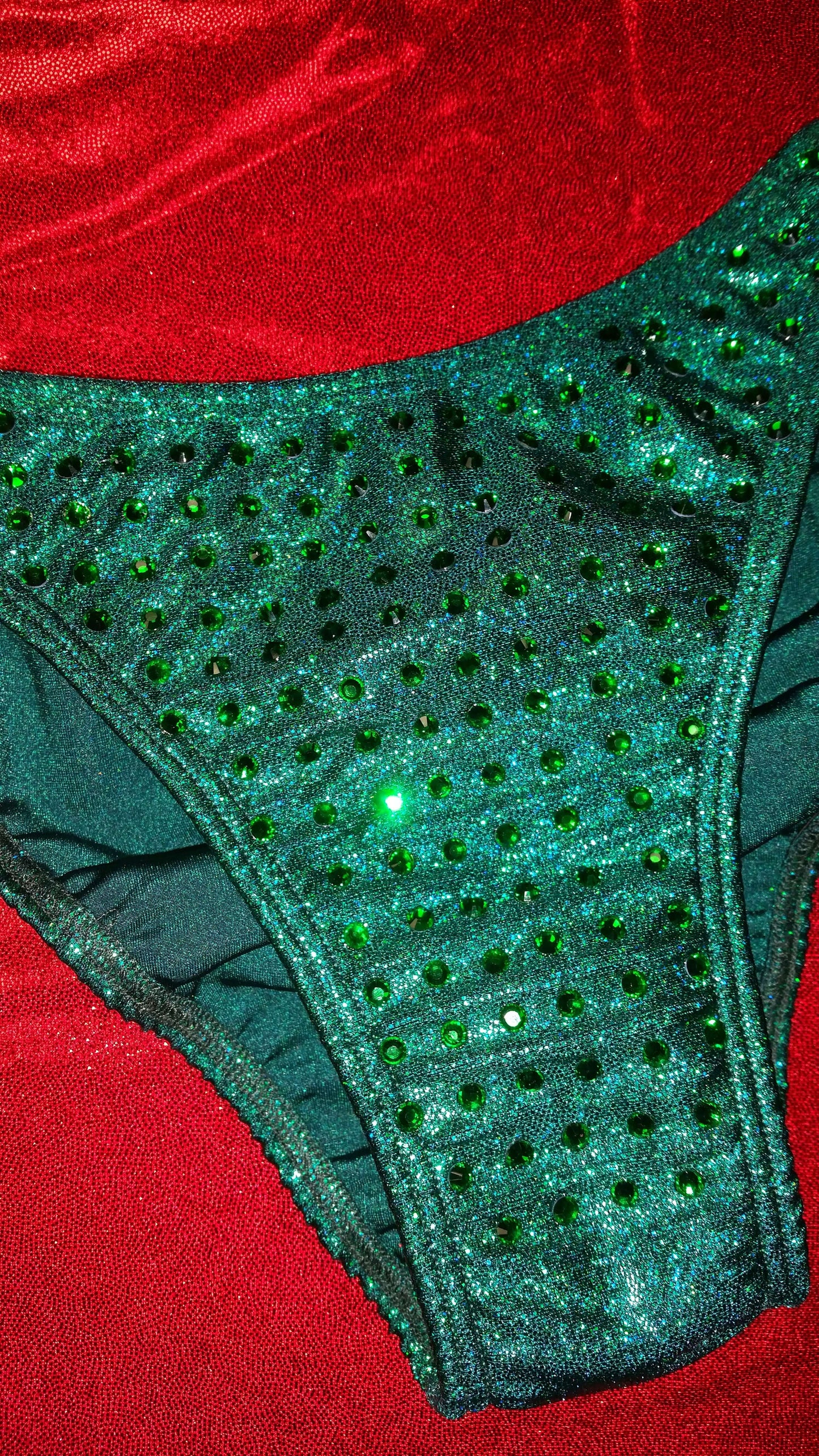 Emerald green Figure suit bikini with Emerald green rhinestones
