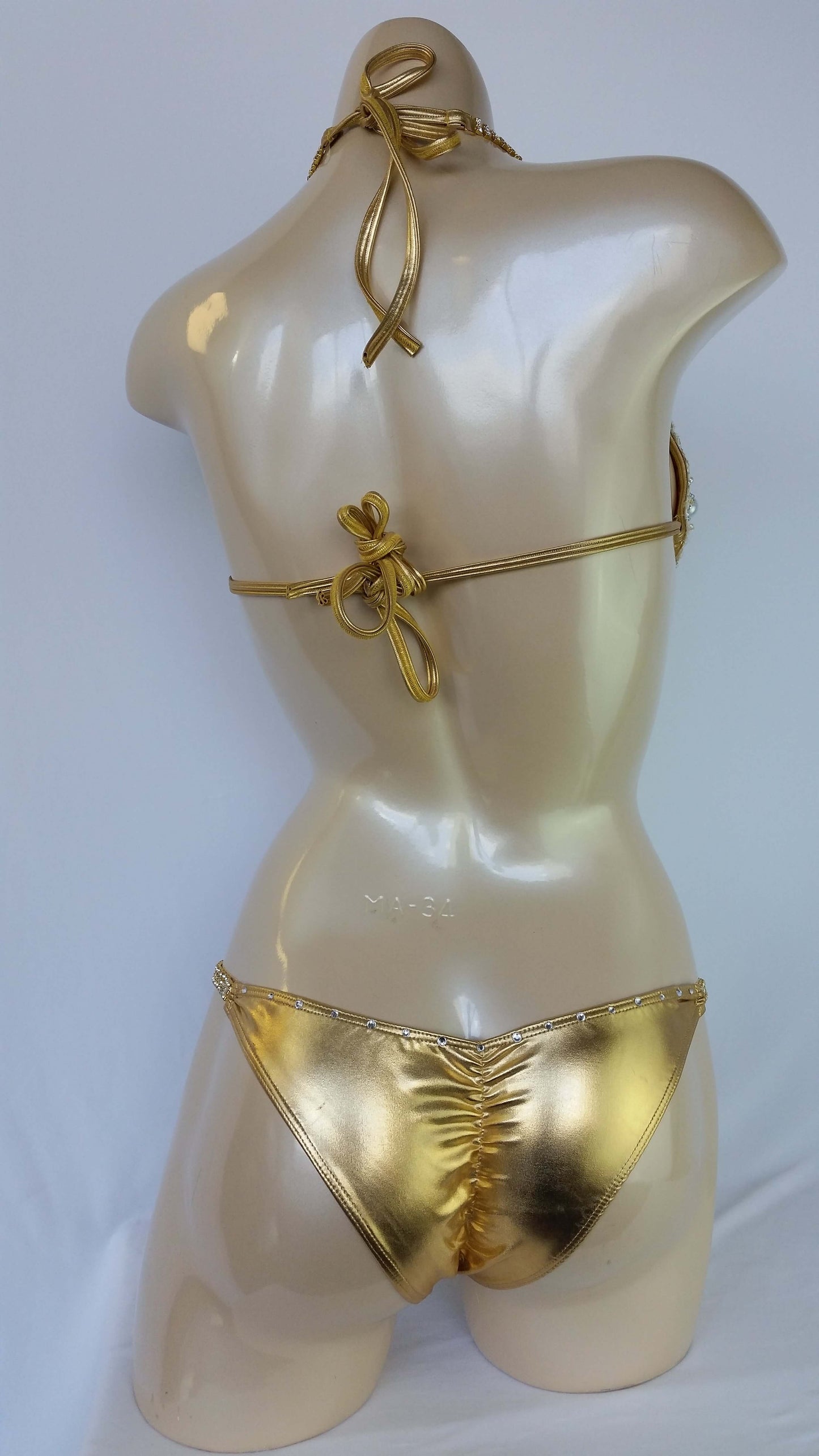 Gold bikini with wedding wateredlace fully encrusted with Crystal