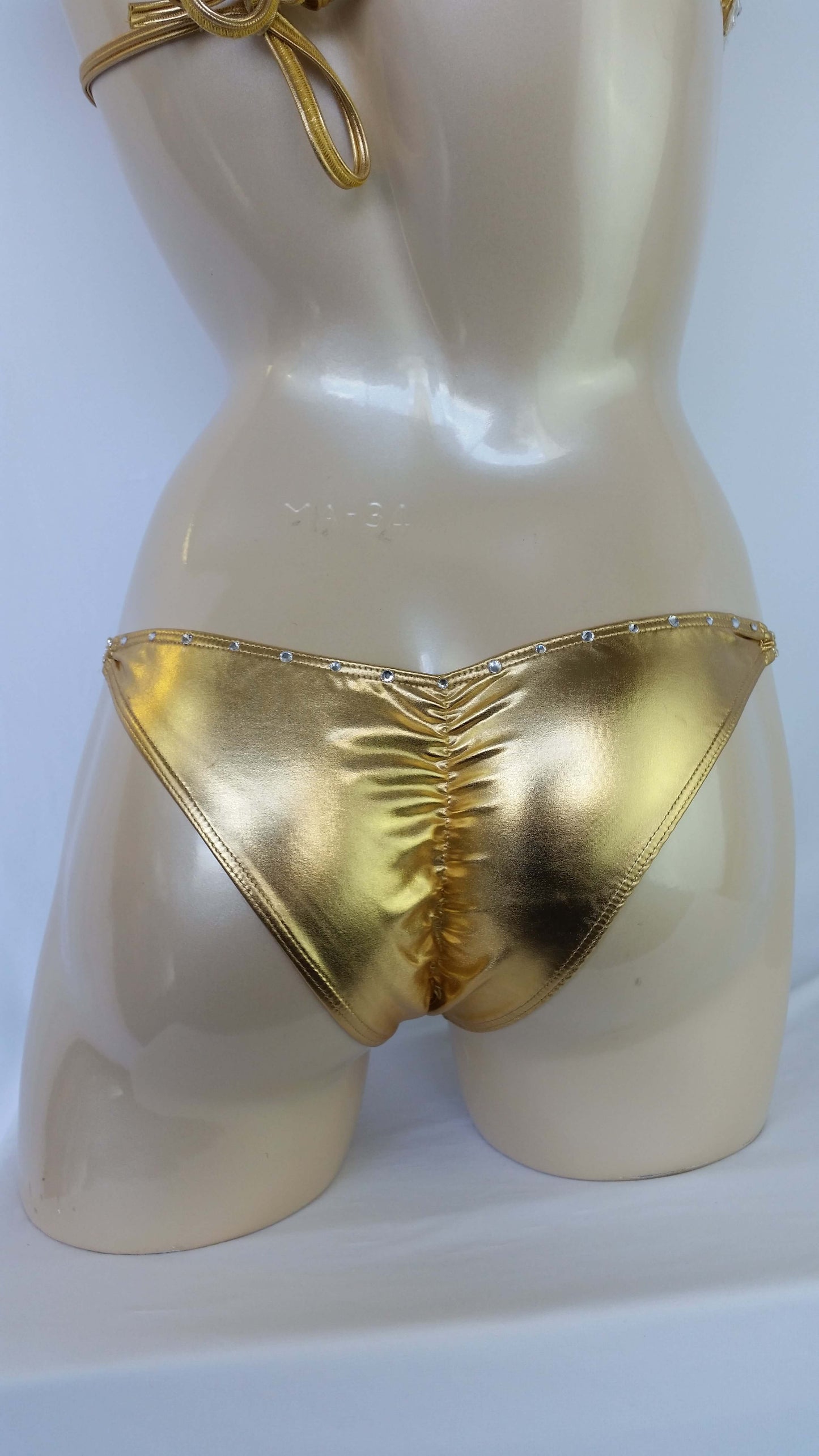 Gold bikini with wedding wateredlace fully encrusted with Crystal