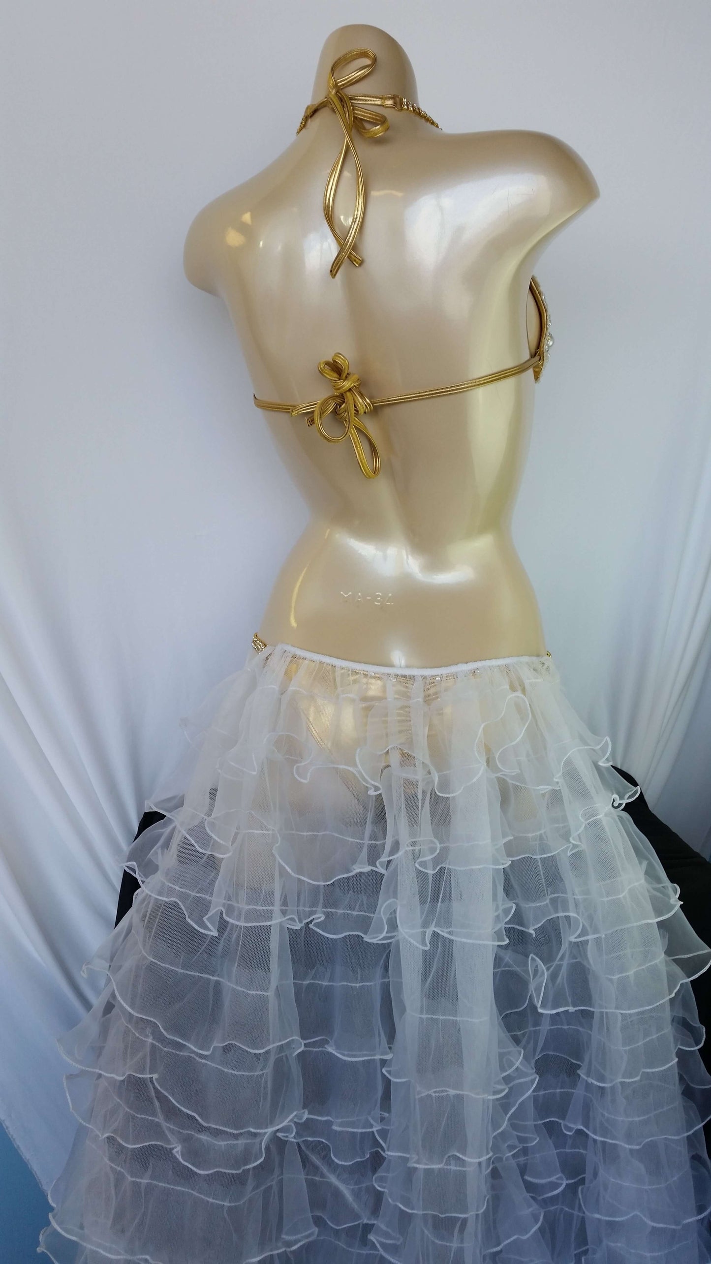 Gold bikini with wedding wateredlace fully encrusted with Crystal