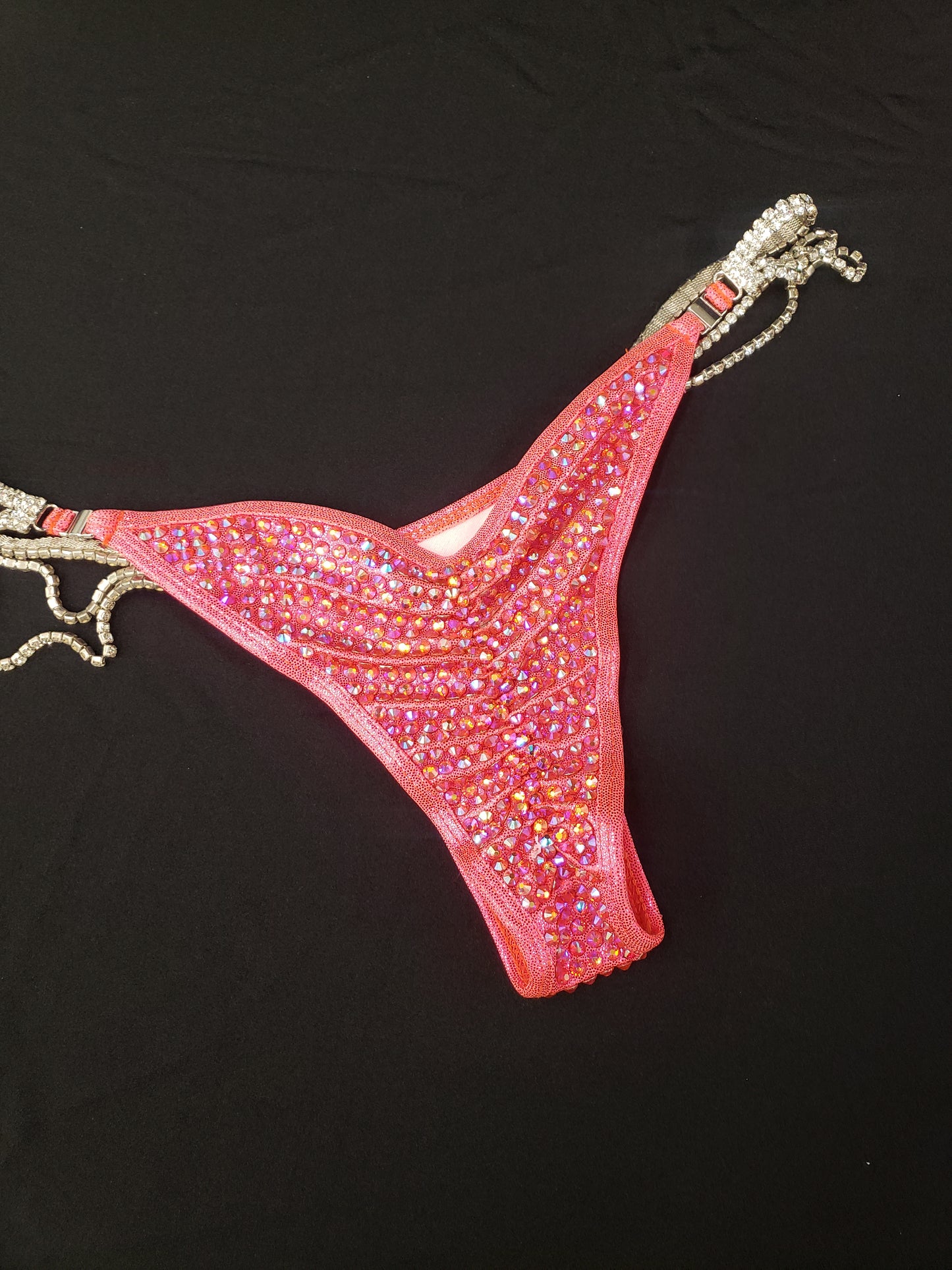 Coral bikini with AB rhinestones in a fully encrusted design