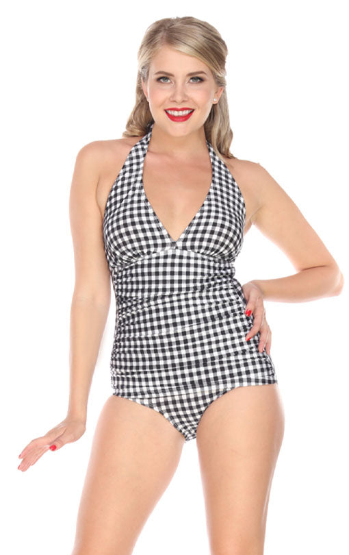 Picnic Black/White Halter Vintage Suit – tantra444