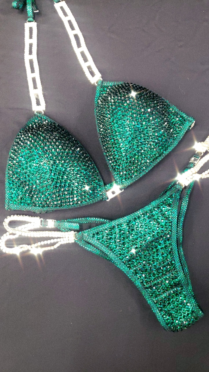 Emerald Green on Green in a fully encrusted design (TN482)