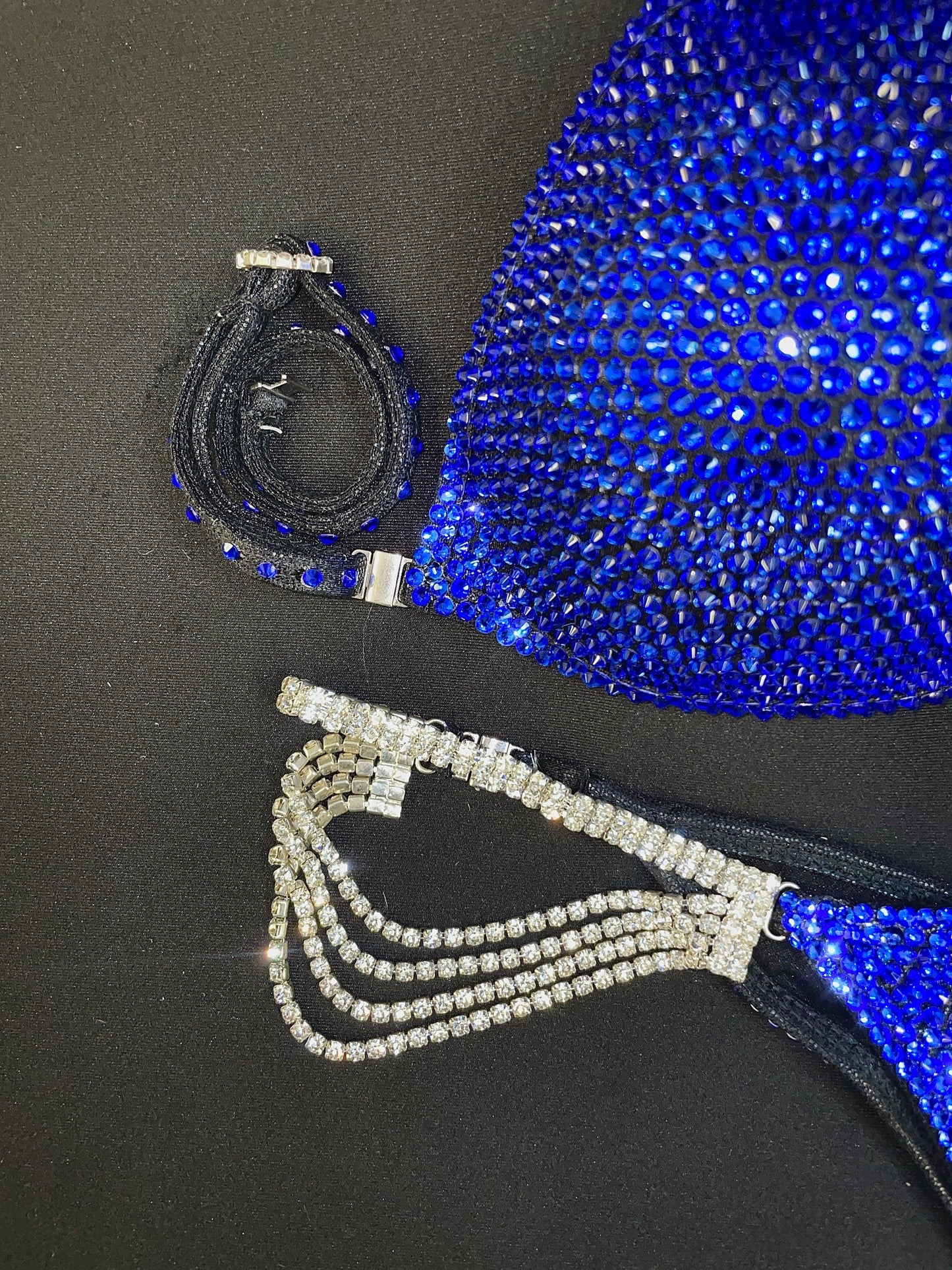 Black fabric Blue sapphire bikini (TN733)