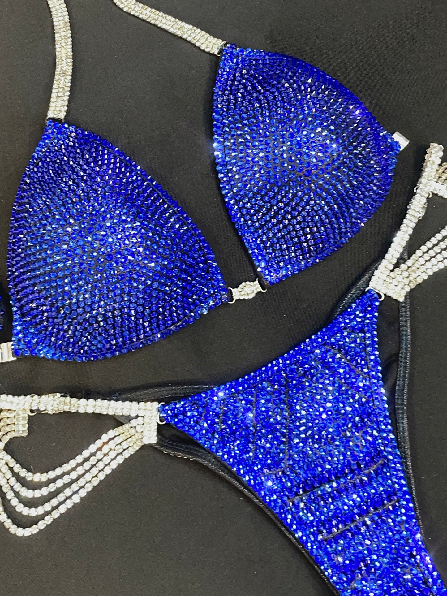 Black fabric Blue sapphire bikini (TN733)