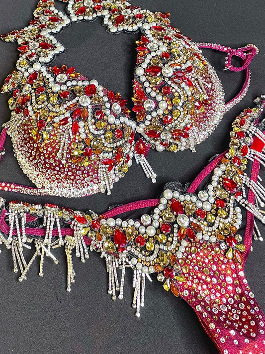 Burgundy red diva suit (TN444)