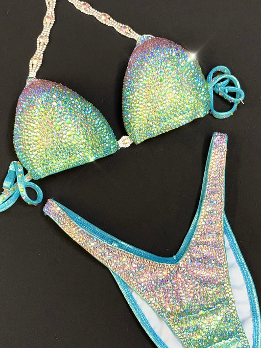 Mint green figure suit MIX of stones (TN428)