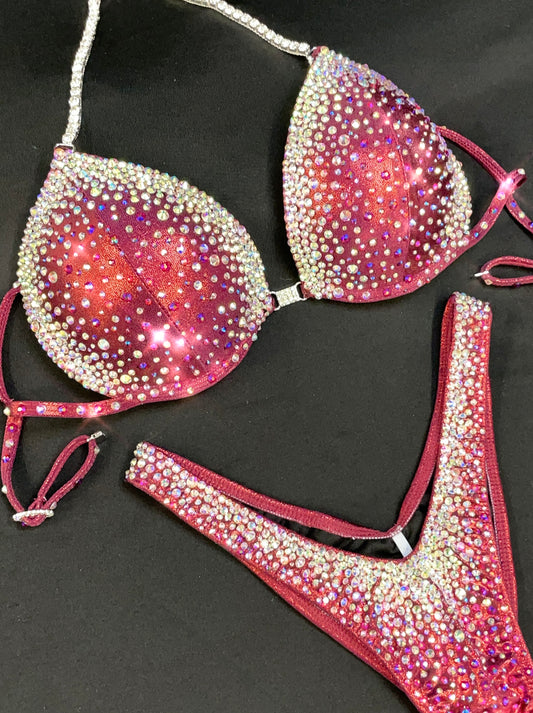 Burgundy AB crystals Bikini (TN470)