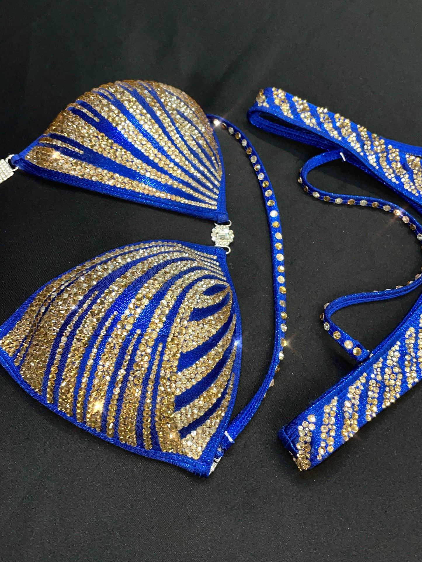 Blue figure suit with Gold stones (TN430)