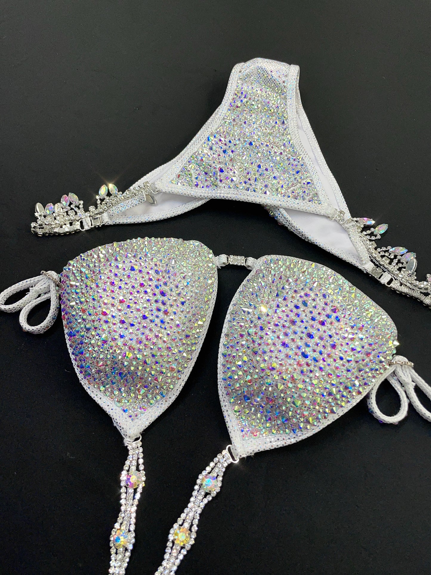 Silver foil fabric AB crystal Bikini (TN723)