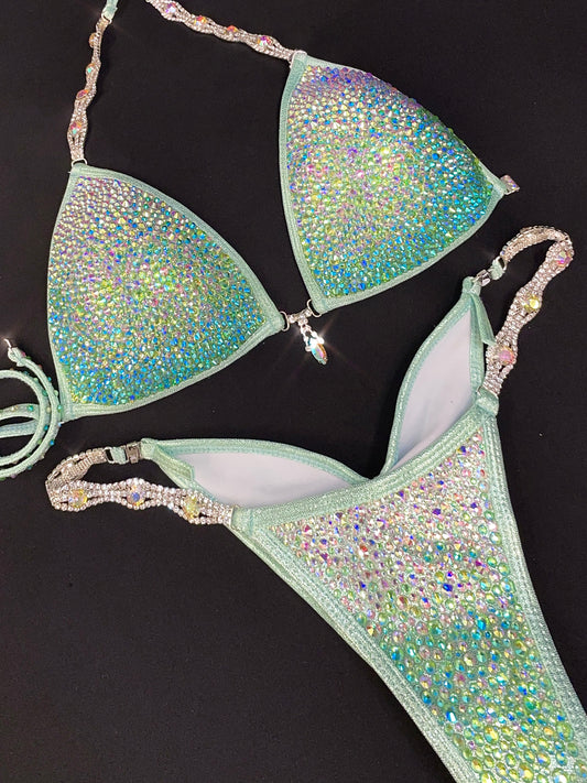 Mint Green Bikini With MIX of stones (TN069)