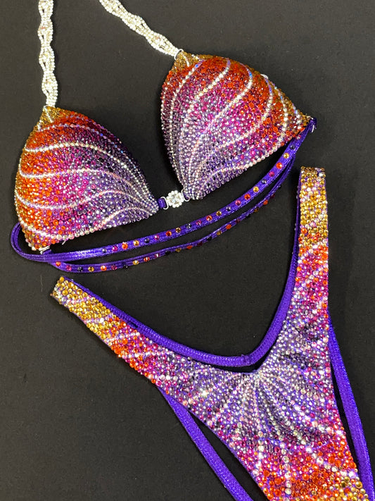 Purple figure suit MIX of stones (TN565)