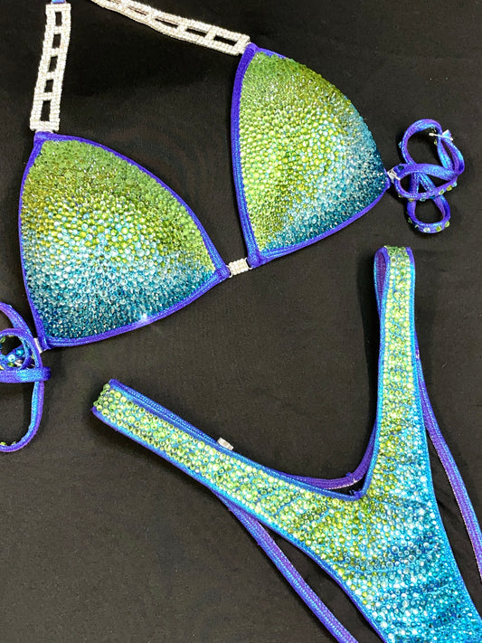 Green Blue Ombré Figure Suit (TN443)