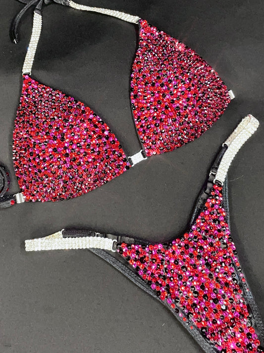 Black Fabric bikini MIX of Stones (TN796)