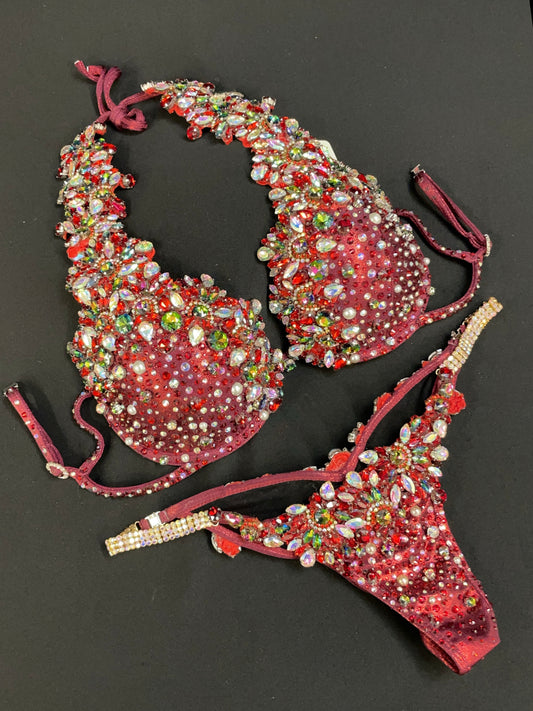 Red WBFF Diva Theme wear bikini