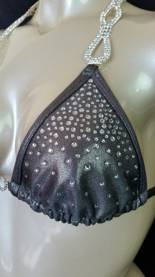 Gray Posing Suit with Rhinestones