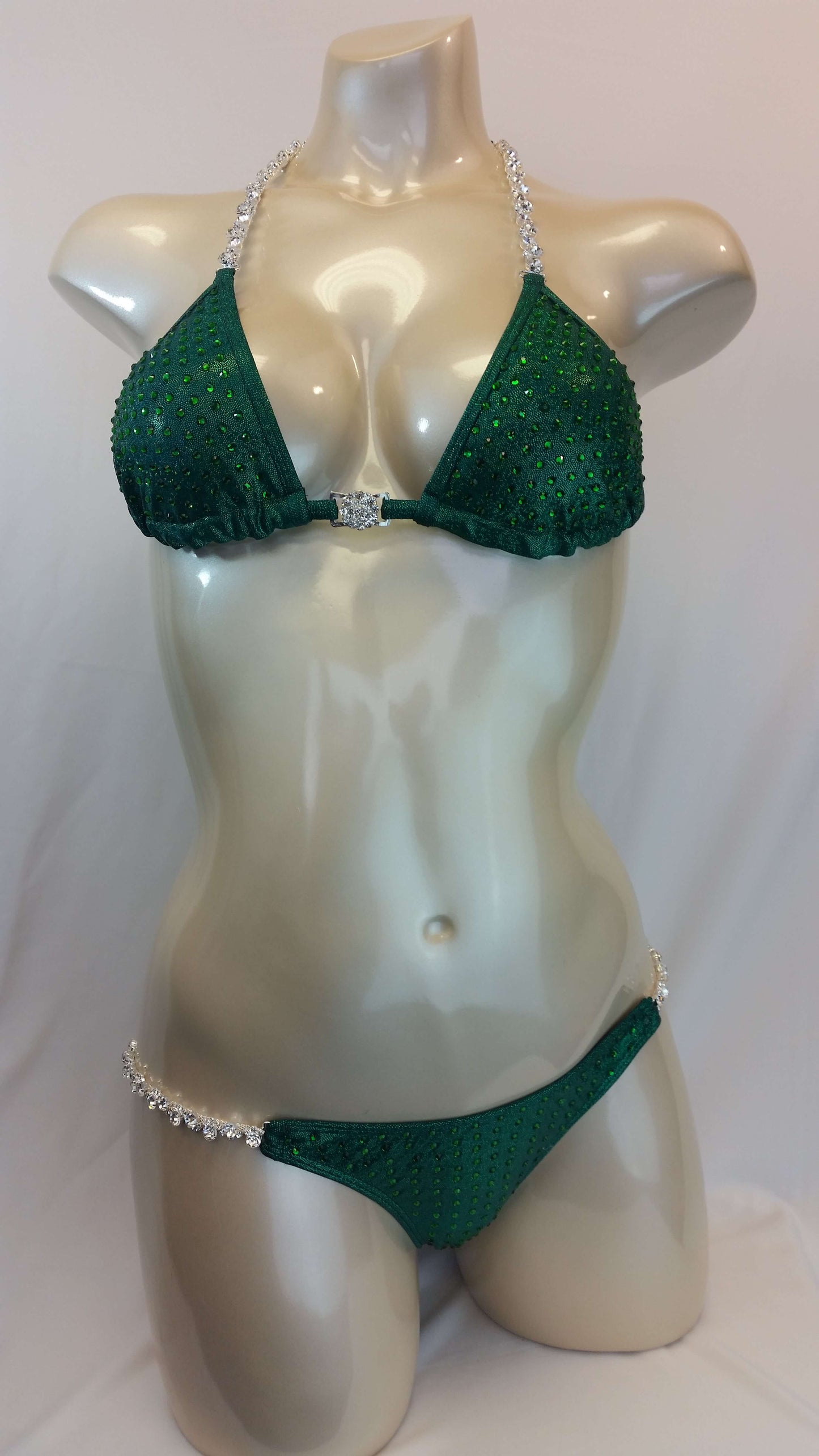 Emerald green Figure suit bikini with Emerald green rhinestones