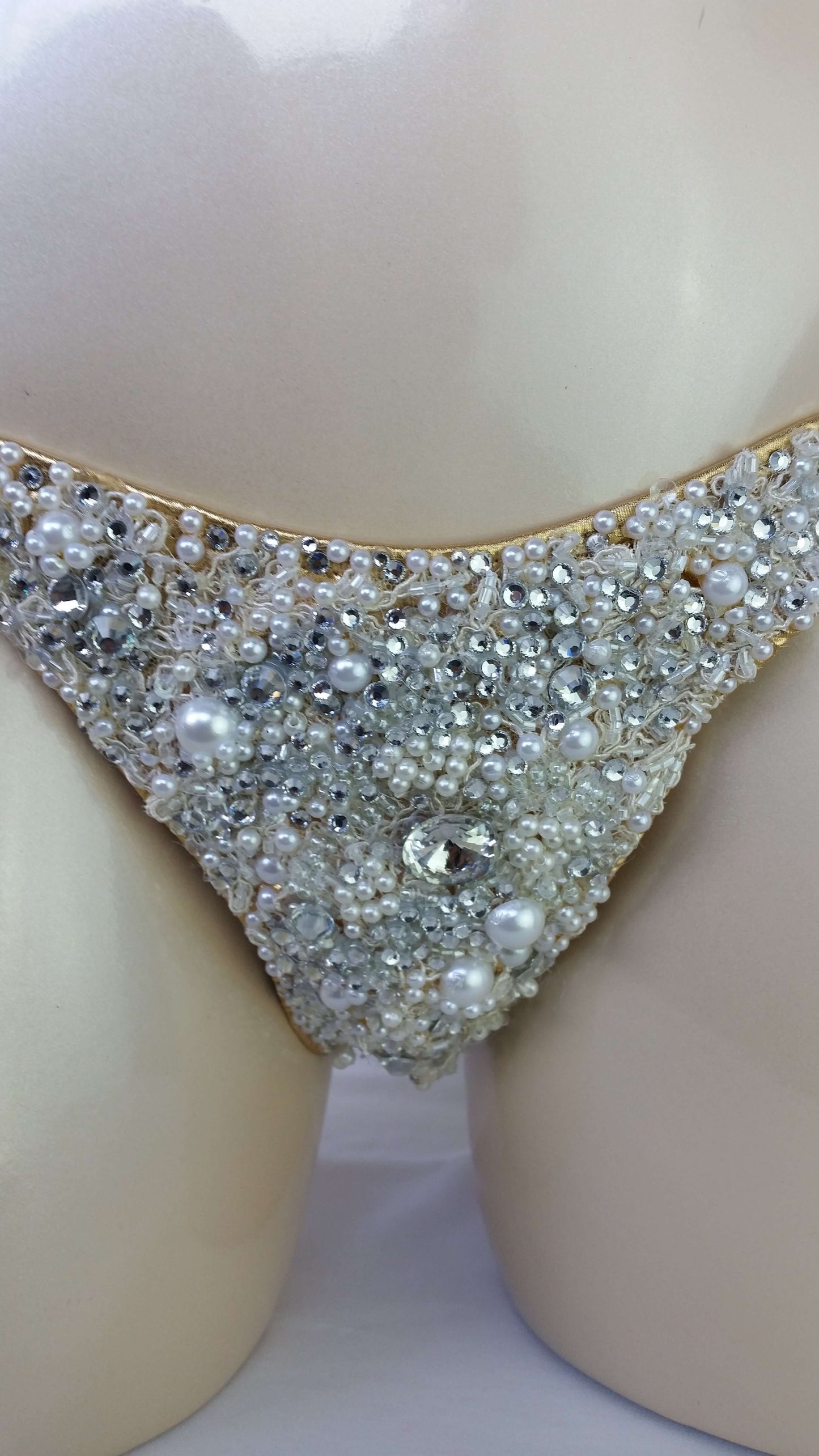 Gold bikini with wedding wateredlace fully encrusted with Crystal