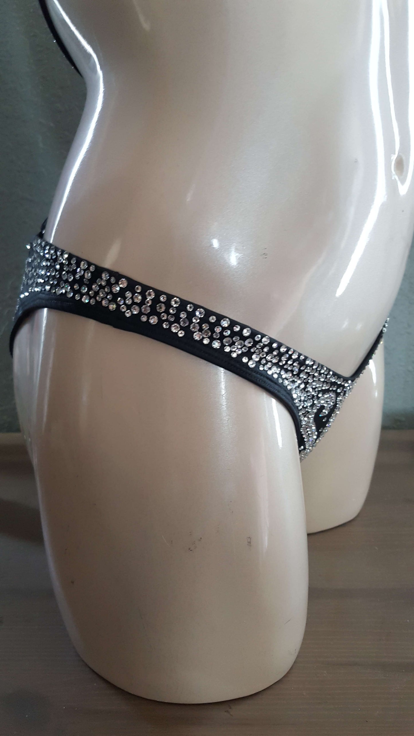Black bikini with crystal rhinestone in a Celtic design