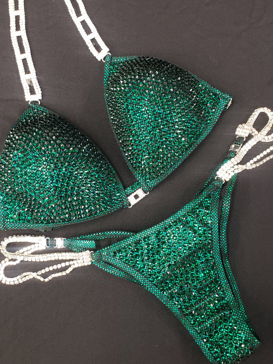 Emerald Green on Green  in a fully encrusted design (TN482)